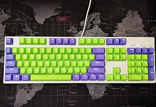 104 Keys Eva Green Purple Doubleshot PBT Backlit Keycaps ANSI/ISO Keyset OEM Profile for Cherry MX Switches Gaming Mechanical Keyboards (EVA Green)