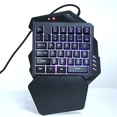 125 One Handed Mechanical Gaming Keyboard, OneHanded Small Gaming Ergonomic Keyboard BuiltIn Converter RGB Keyboard for Game