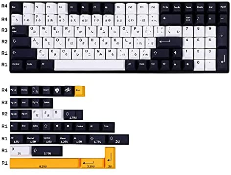 138 Keys PBT Keycap DYE-SUB Cherry Profile Japanese Minimalist Black White Keycaps for 61/64/ 87/104/108 Cherry MX Mechanical Gaming Keyboard(Only Keycaps)