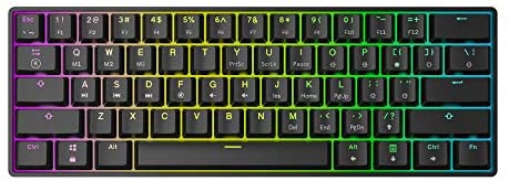 GK61 Mechanical Gaming Keyboard – 61 Keys Multi Color RGB Illuminated LED Backlit Wired Programmable for PC/Mac Gamer (Gateron Optical Yellow, Black)