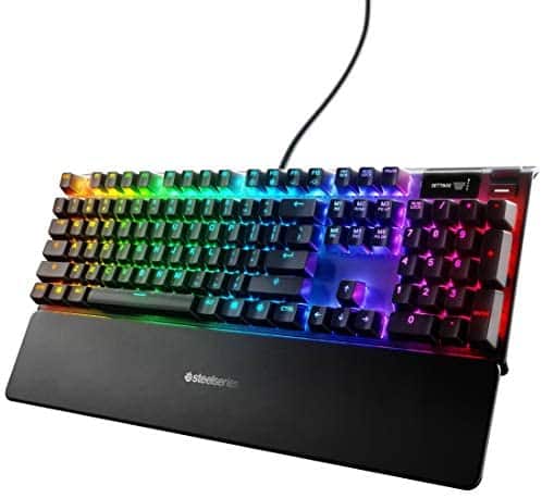 SteelSeries Apex 7 Mechanical Gaming Keyboard – OLED Smart Display – USB Passthrough and Media Controls – Linear and Quiet – RGB Backlit (Red Switch)