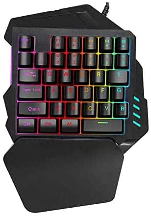 Wendry One-Handed Gaming Keyboard, 35 Keys RGB Single Hand Mechanical Gaming Keyboard with Wrist Rest Support for LOL/PUBG/MOBA/MMO/FPS