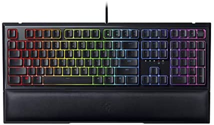 Razer Ornata V2 Gaming Keyboard: Hybrid Mechanical Key Switches – Customizable Chroma RGB Lighting – Individually Backlit Keys – Detachable Plush Wrist Rest – Programmable Macros