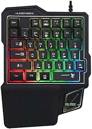 One Handed Gaming Keyboard, 35 Keys RGB Backlit Mini Gaming Keypad with Wrist Rest, Portable Wired Keyboard Ergonomic Game Controller for PC Gamer
