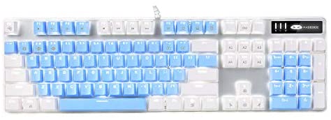 Mechanical Gaming Keyboard, MageGee 2021 New Upgraded Blue Switch 104 Keys White Backlit Keyboards, USB Wired Mechanical Computer Keyboard for Laptop, Desktop, PC Gamers(White & Blue)