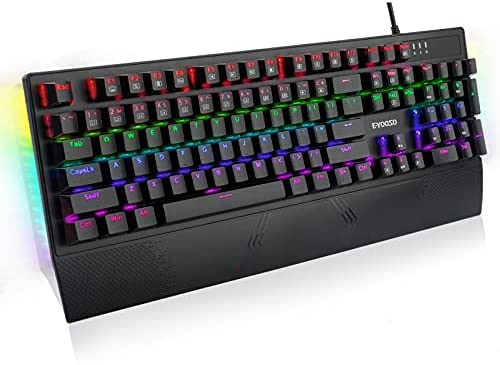Mechanical Keyboard, E-YOOSO Mechanical Gaming Keyboard 104 Keys Keyboard Gaming, Wired Keyboard Mechanical with Rainbow Backlit & RGB LED Side Light, Keyboard with Blue Switches for Windows Gaming PC