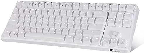 RK ROYAL KLUDGE Mechanical Keyboard 87 Keys White LED Backlight Tenkeyless Wired/Wireless Bluetooth Keyboard Gaming/Office for iOS Android Windows MacOS and Linux RK987 (Brown Switch-White)