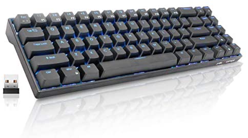 Mechanical Keyboard Wireless, Velocifire TKL71WS 71-Key Tenkeyless Compact Size Gaming Keyboard with Brown Switches& Ice Blue Backlit for Copywriters, Typists, and Programmers