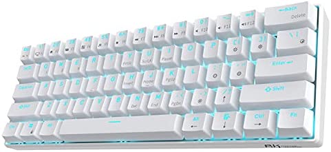 RK ROYAL KLUDGE RK61 Wireless 60% Mechanical Keyboard, 61 Keys Bluetooth Mechanical Keyboard, Compact Gaming Keyboard with Programmable Software (Hot-Swappable Red Switch, White)