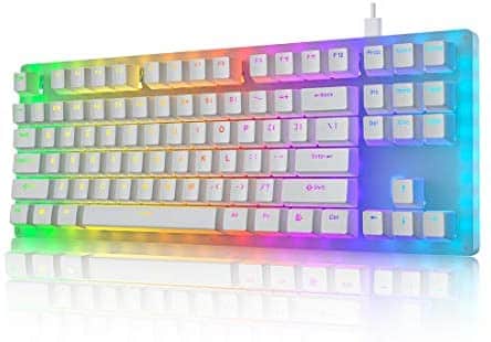 Womier K87 Mechanical Gaming Keyboard Gateron Switch TKL Hot Swappable Keyboard Partitioned RGB Backlit Compact 87 Keys for PC PS4 Xbox (Brown Switch,White)