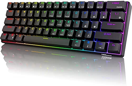 RK ROYAL KLUDGE RK61 2.4Ghz Wireless/Bluetooth/Wired 60% Mechanical Keyboard, 61 Keys RGB Hot Swappable Blue Switch Gaming Keyboard with Software for Win/Mac