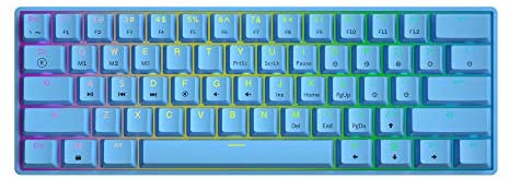 GK61 Mechanical Gaming Keyboard – 61 Keys Multi Color RGB Illuminated LED Backlit Wired Programmable for PC/Mac Gamer (Gateron Optical Yellow, Blue)