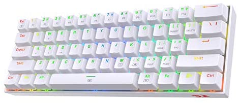 Redragon K630 Dragonborn 60% Wired RGB Gaming Keyboard, 61 Keys Compact Mechanical Keyboard with Tactile Brown Switch, Pro Driver Support, White