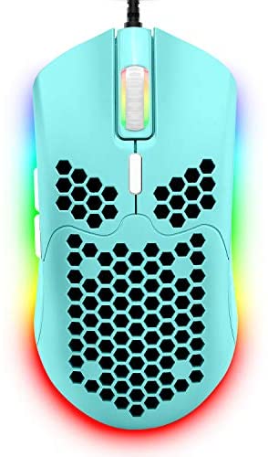 Wired Lightweight Gaming Mouse,6 RGB Backlit Mouse with 7 Buttons Programmable Driver,6400DPI Computer Mouse,Ultralight Honeycomb Shell Ultraweave Cable Mouse for PC Gamers,Xbox,PS4(Green)