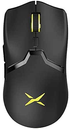 DELUX M800DB 70G(2.47oz) 2.4G Wireless Lightweight Gaming Mouse, Up to 50 Hr Battery Life, with PAW3335 16000DPI, Ultralight Weave Cable, 6 Programmable Buttons and RGB Light (Black)