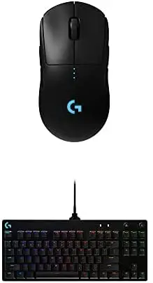 Logitech G Pro Wireless Gaming Mouse & G PRO Mechanical Gaming Keyboard, Ultra Portable Tenkeyless Design, Detachable Micro USB Cable, 16.8 Million Color LIGHTSYNC RGB Backlit Keys