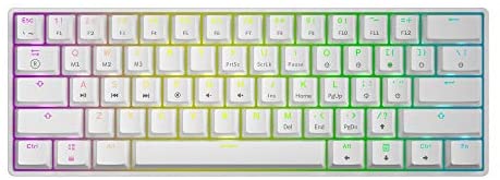 GK61 Mechanical Gaming Keyboard – 61 Keys Multi Color RGB Illuminated LED Backlit Wired Programmable for PC/Mac Gamer (Gateron Optical Brown, White)