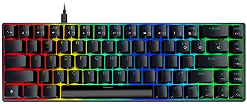 NPET K61 60% Mechanical Gaming Keyboard, RGB Backlit Ultra-Compact Gaming Keyboard, Mini Wired Computer Keyboard with Red Switches for Windows PC Gamers (68 Keys, Black)