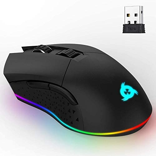 KLIM Blaze Rechargeable Wireless Gaming Mouse RGB + High-Precision Sensor and Long-Lasting Battery + 7 Customizable Buttons + Up to 6000 DPI + Wired and Wireless Mouse for PC Mac and PS4 PS5 New 2021
