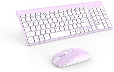 Wireless Keyboard Mouse Combo, cimetech Compact Full Size Wireless Keyboard and Mouse Set 2.4G Ultra-Thin Sleek Design for Windows, Computer, Desktop, PC, Notebook – (Purple)