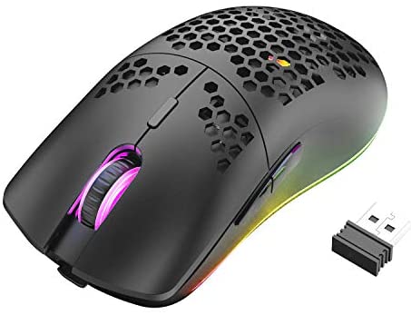 Wireless Gaming Mouse Lightweight Honeycomb Design 3200 DPI Rechargeable Gaming Mouse with 16 Rainbow Backlit, USB Receiver,Compatible with PC Gamers and Xbox and PS4 Users