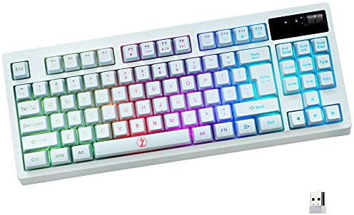 ZJFKSDYX Wireless Gaming Keyboard, RGB Backlit 2.4G Wireless Connection Support Charging Waterproof Mute Button (White)