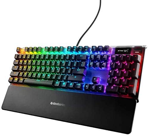 SteelSeries Apex Pro Mechanical Gaming Keyboard – Adjustable Actuation Switches – World’s Fastest Mechanical Keyboard – OLED Smart Display – RGB Backlit (Renewed)