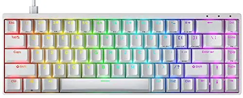 Durgod Hades 68 RGB Mechanical Gaming Keyboard – 65% Layout – Cherry Profile – NKRO – USB Type C – Aluminium Chassis (Cherry Red, White PBT)