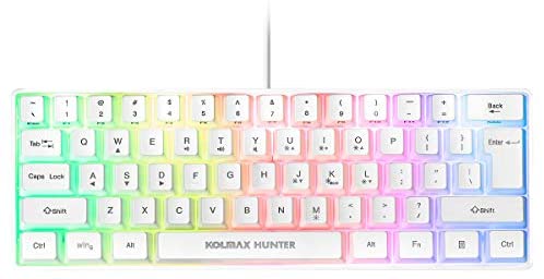 60% RGB Gaming Keyboard,61 Keys RGB Backlit Wired Gaming Keyboard/Office Mini Keyboard for PC/Mac/Linux/Laptop(White)