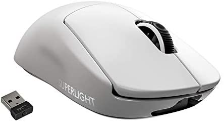Logitech G PRO X Superlight Wireless Gaming Mouse, Ultra-Lightweight, Hero 25K Sensor, 25,600 DPI, 5 Programmable Buttons, Long Battery Life, Compatible with PC/Mac – White (Renewed)
