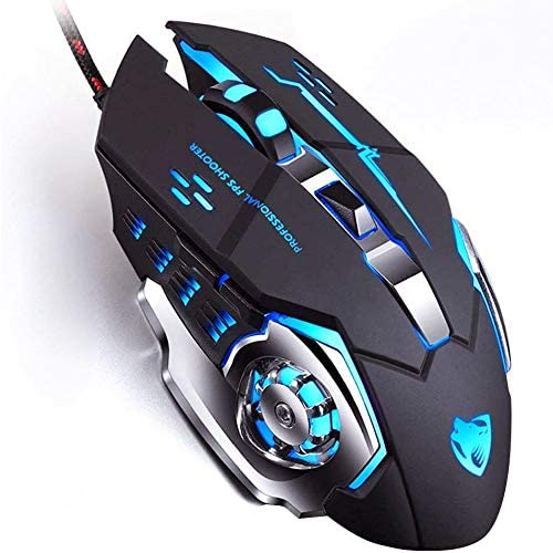 Gaming Mouse Wired, USB Optical Computer Mice with RGB Backlit, 4 Adjustable DPI Up to 3200, Ergonomic Mouse for Laptop and PC (Black)