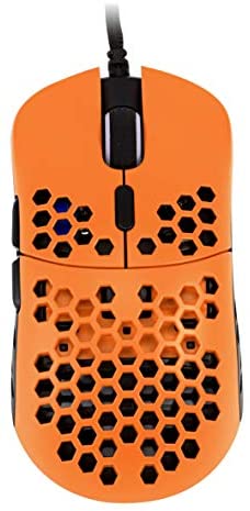 HK Gaming Mira S Ultra Lightweight Honeycomb Shell Wired RGB Gaming Mouse – Up to 12 000 cpi | 6 Buttons – 61g Only (Mira-S, Black & Orange)