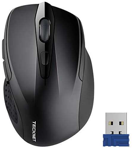 TECKNET Pro 2.4G Ergonomic Wireless Optical Mouse with USB Nano Receiver for Laptop,PC,Computer,Chromebook,Notebook,6 Buttons,24 Months Battery Life, 2600 DPI, 5 Adjustment Levels