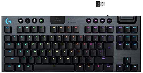 Logitech G915 TKL Tenkeyless Lightspeed Wireless RGB Mechanical Gaming Keyboard, Low Profile Switch Options, LIGHTSYNC RGB, Advanced Wireless and Bluetooth Support – Clicky (Renewed)