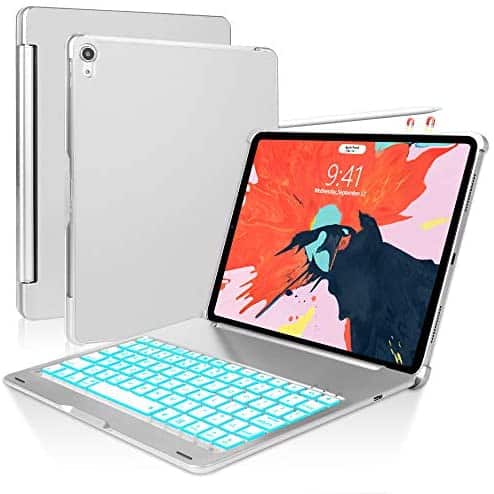 Keyboard Case for iPad Pro 11 inch 2018, 7 Color Backlit Bluetooth Keyboard, Auto Wake/Sleep Folio Cover, Protective Hard Case with Wireless Keyboard for iPad Pro 11 inch 1st Gen, Silver