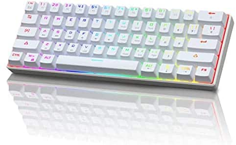 DGG 60% Wireless Mechanical Gaming Keyboard,3000mAh Mini 61 Keys RGB Keyboard with Bluetooth & USB-C Wired Dual Modes,Support Charging,Suitable for PC/Tablet/Smartphone Gamer,White
