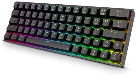 GIM KB-64 60% Mechanical Gaming Keyboard, 64 Keys RGB Backlit Hot Swappable Wired Keyboard with Full Keys Programmable (Gateron Optical Blue Switch) (Renewed)