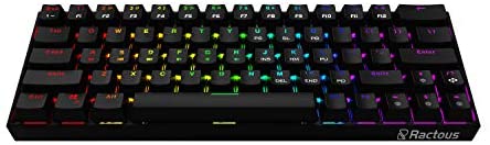 Ractous RTK63 60% Mechanical Gaming Keyboard True RGB Backlit Type-C Wired ABS doubleshot keycap 63Keys Portable Mini Ultra-Compact Keyboard with Full Key Programmable-Black (Brown Switch)