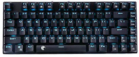 60% Mechanical Gaming Keyboard, E-Yooso Z-88 with Blue Switches, Cyan LED Backlit, Compact 81 Keys Hot Swappable for Mac, PC, Black