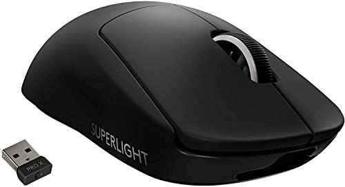 Logitech G PRO X Superlight Wireless Gaming Mouse, Ultra-Lightweight, Hero 25K Sensor, 25,600 DPI, 5 Programmable Buttons, Long Battery Life, Compatible with PC/Mac – Black (Renewed)