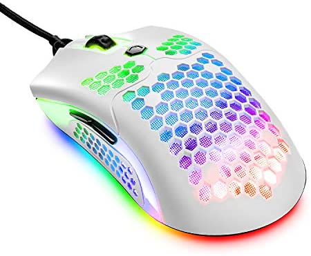 Lightweight Gaming Mouse Wired, 12000DPI Mice Backlit Mice with 7 Buttons Programmable Driver,Ultralight Honeycomb Shell Ultraweave Cable Mouse Compatible with PC Gamers and Xbox and PS4