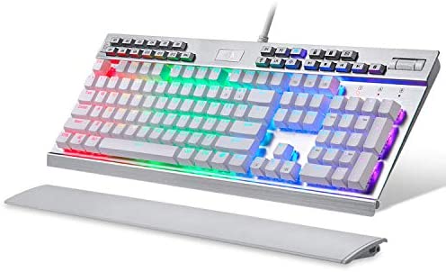 Redragon K550 Mechanical Gaming Keyboard, RGB LED Backlit with Brown Switches, Macro Recording, Wrist Rest, Volume Control, Full Size, Yama, USB Passthrough for Windows PC Gamer (White) (Renewed)