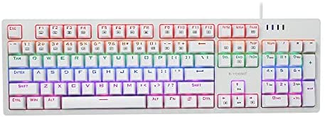 E-YOOSO K-682 Mechanical Gaming Keyboard Rainbow LED Backlit and RGB Side Light,104 Key(Blue Switch White)