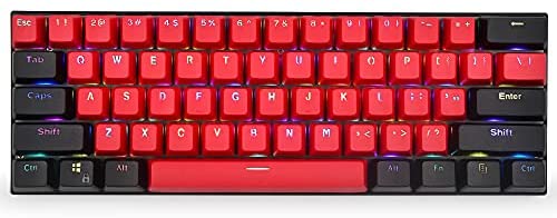 USHOW 61 Keycaps 60 Percent, Mini Keyboard Keycaps for Mechanical Gaming Keyboard OEM Profile Doubleshot PBT Keycaps Set with Key Puller （Only Keycaps） (red+Black)