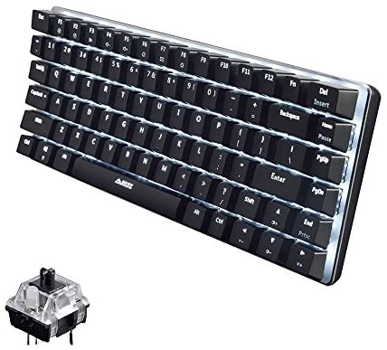 LexonElec Wired Gaming Keyboard AK33 White LED Backlit 82 Keys USB Mechanical Pro Gamer Keypad for Office Typists Playing Game (Black Switch,Black)