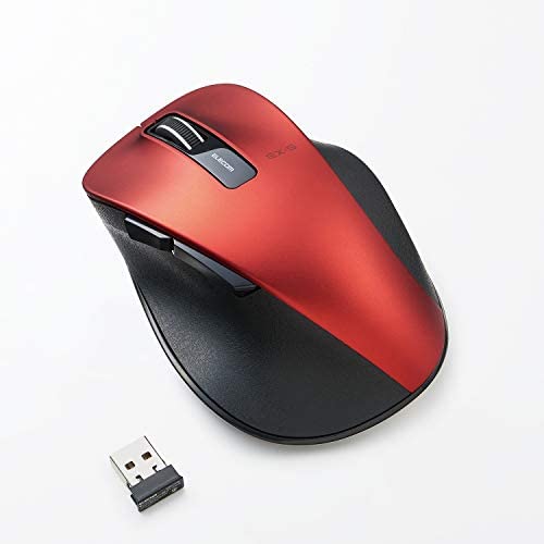 ELECOM Dr.EXG Wireless Mouse 2.4GHz 5 Buttons BlueLED Less Click Noise Mouse/Ergonomic Design/Back Forward Button 2000 DPI Gaming / Large – RED (M-XGL10DBSRD-US)