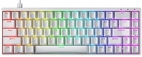 Durgod Hades 68 RGB Mechanical Gaming Keyboard – 65% Layout – Cherry Profile – NKRO – USB Type C – Aluminium Chassis (Cherry Speed Silver, White PBT)
