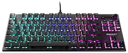 ROCCAT Vulcan TKL Tenkeyless Linear Mechanical Titan Switch PC Gaming Keyboard with Per-key AIMO RGB Lighting, Anodized Aluminum Top Plate, and Detachable USB-C Cable – Black