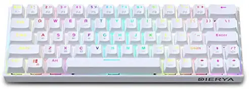 60% Keyboard with Dedicated Arrow Keys, White DIERYA DK63W Wireless Wired Mechanical Gaming Computer Keyboard True RGB Backlit Bluetooth 5.1 Programmable, N-Key Rollover for Windows Mac – Black Switch