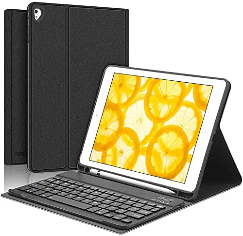 iPad Keyboard Case 9.7 inch, Compatible with iPad 6th Generation,iPad 5th Generation, iPad Pro 9.7 inch, iPad Air 2,iPad Air1, Protective Folio Cover with Wireless Bluetooth Keyboard -Black